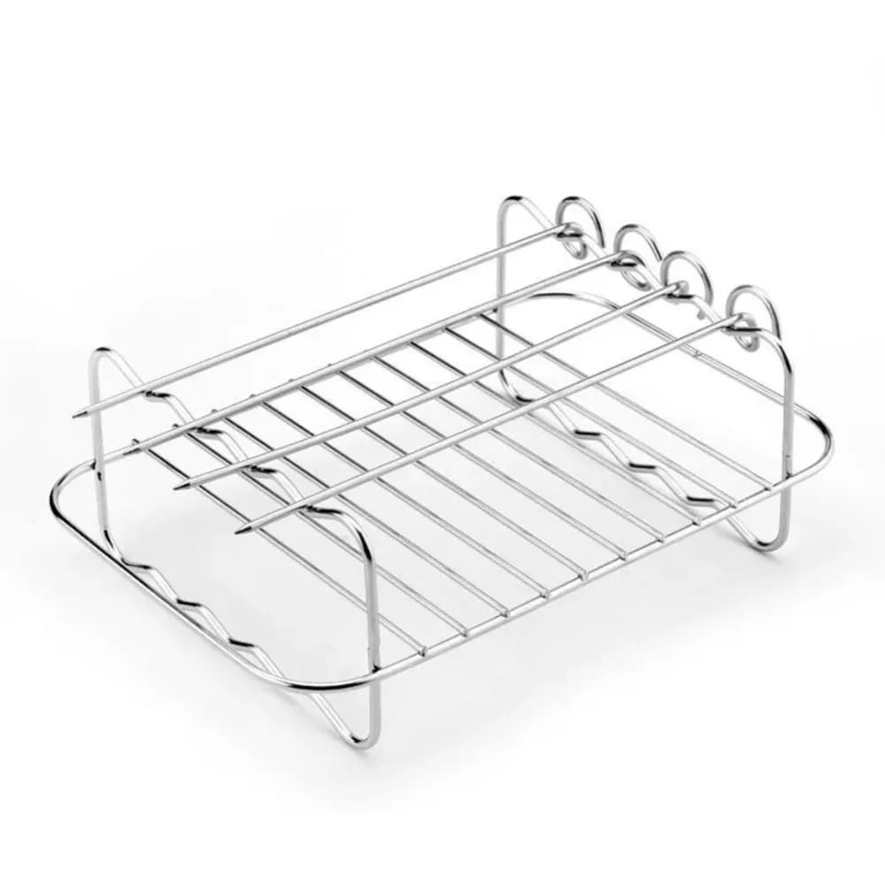 1pc friggitrice ad aria supporto in acciaio inossidabile griglia per barbecue doppio strato griglia teglia di ricambio utensili da cucina per barbecue