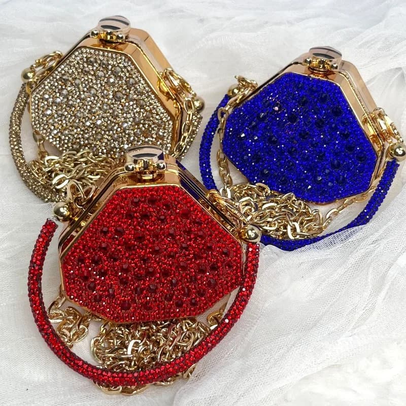 Mini borse a tracolla piccole di design scintillante di lusso Borsa da sera Borse e borsetta a forma divertente Borsa da festa con pochette