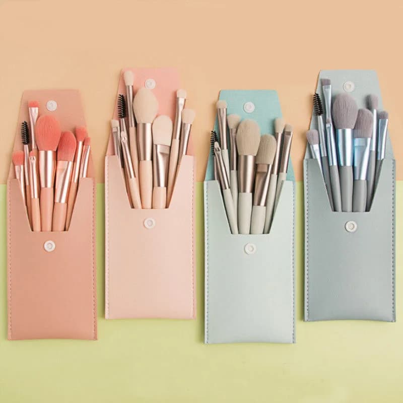 Set of 8 Molandi Mini Portable Makeup Brushes with Soft Seeds for Beginners
