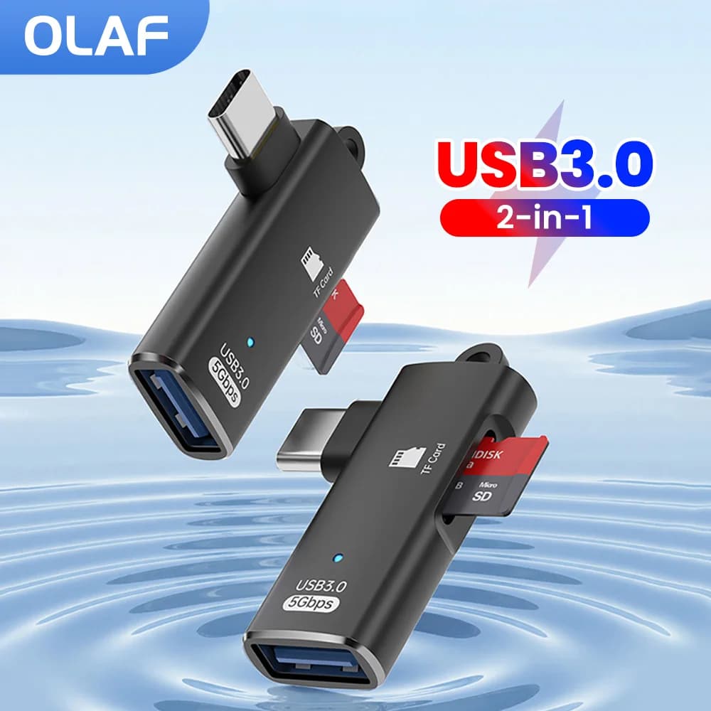 2-in-1 Type C OTG Adapter USB3.0 To Type C/TF Memory Card Reader High Speed For iPhone 15 16 Huawei Laptop USB Type C Adapter
