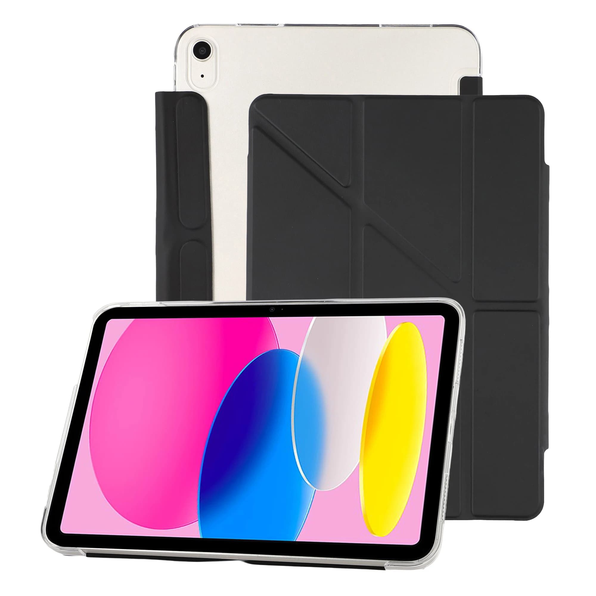 Custodia per iPad (2025) / 10.9 (2022) trasparente rigida con porta matita, funzione Smart Sleep/Wake e supporto protettivo - Nera