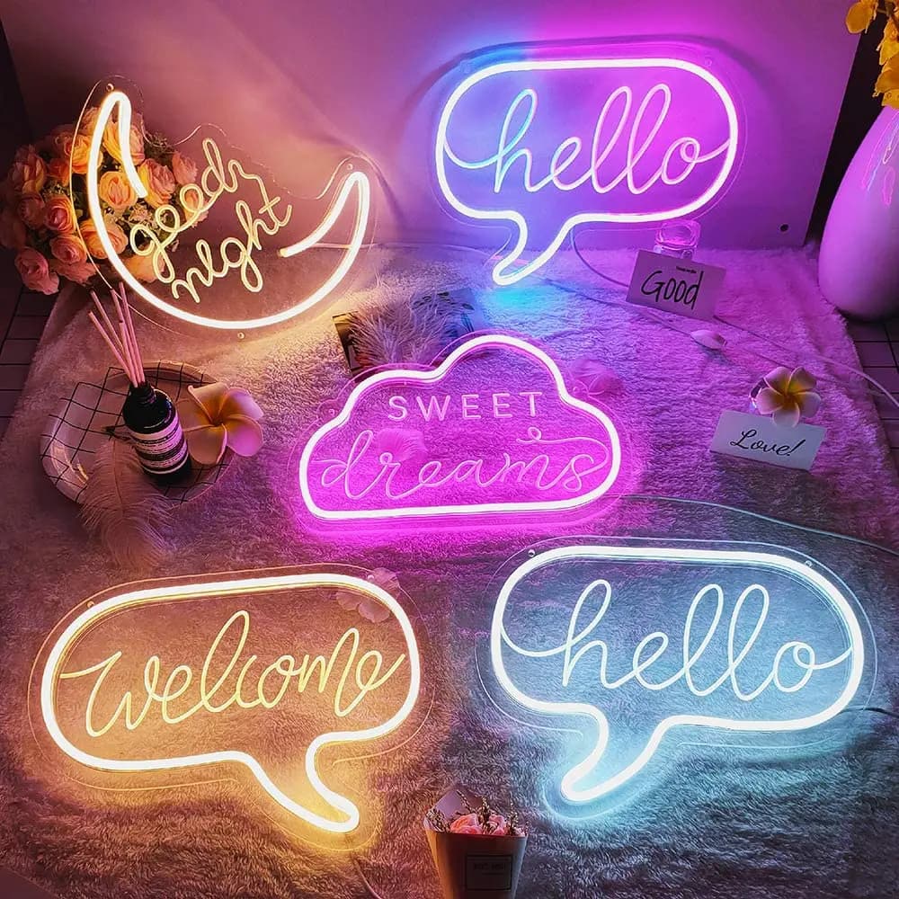 Hello Dream LED Neon Light Sign Neon Sign Panel Holiday Christmas Party decorazioni per matrimoni Home Wall Decor lampada al Neon regali