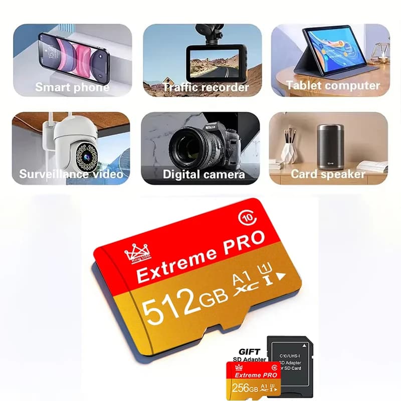 High Speed Memory Card 256GB Micro TF SD Card 128GB SD Cards 32GB TF Cards Shockproof V10 UHS-II for Laptop/Phone/Desktop