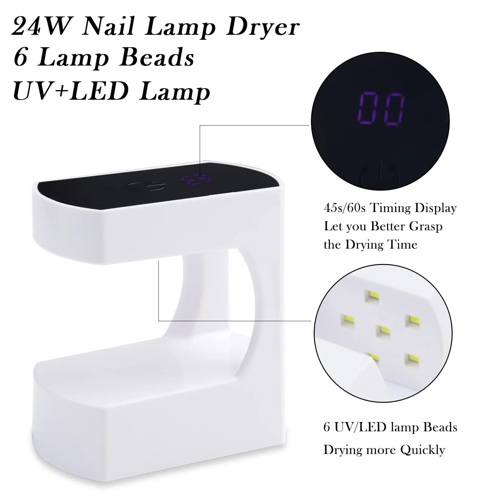 Mini USB Lampada per unghie LED e UV Macchina per manicure per polimerizzare lo smalto gel Asciugatrice portatile ad asciugatura rapida con strumento per nail art con sensore intelligente