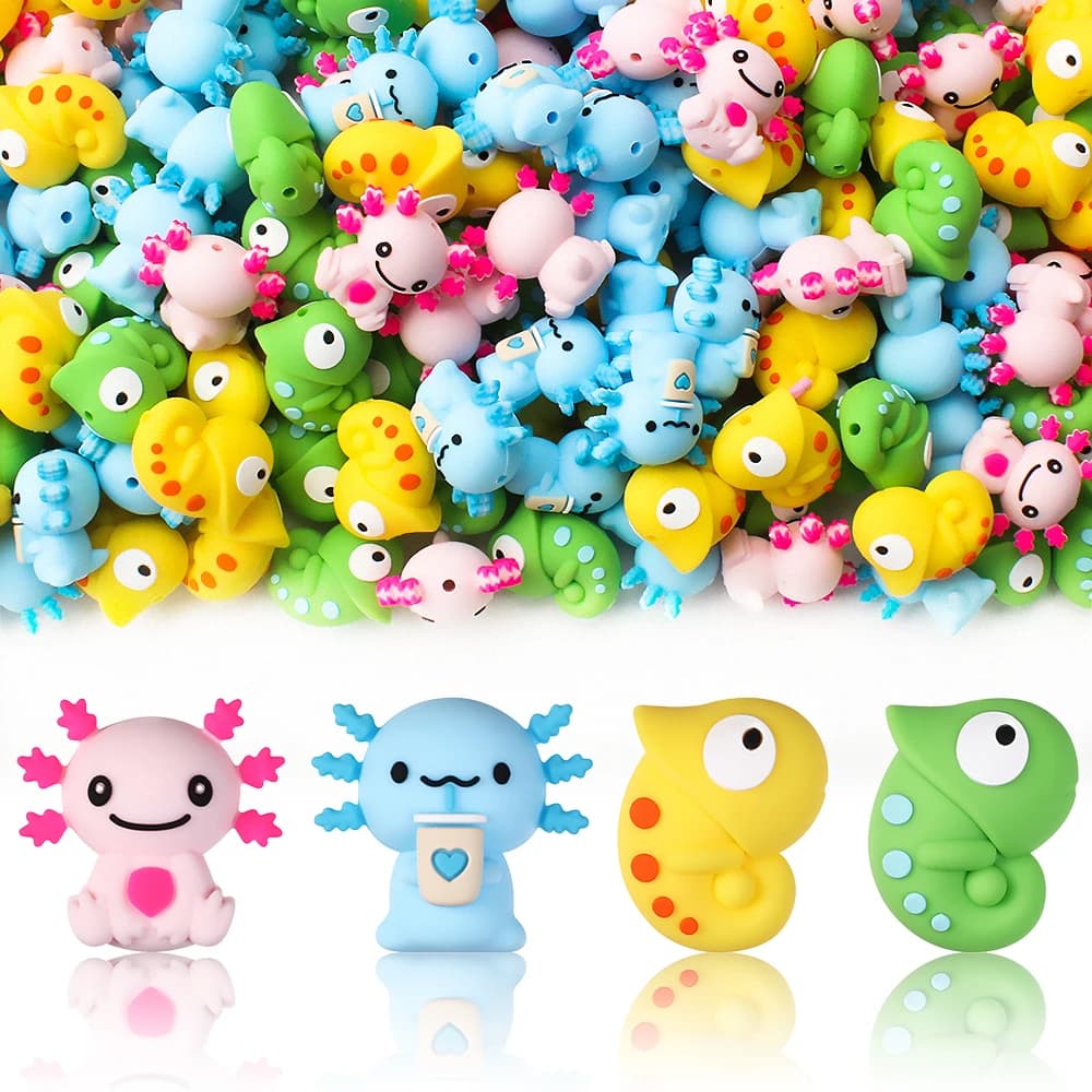 5/10/20PCS 3D Animale Perline Focali In Silicone 3D Che Cambia Colore Perline Camaleonte per Collane FAI DA TE Creazione di Gioielli Accessori