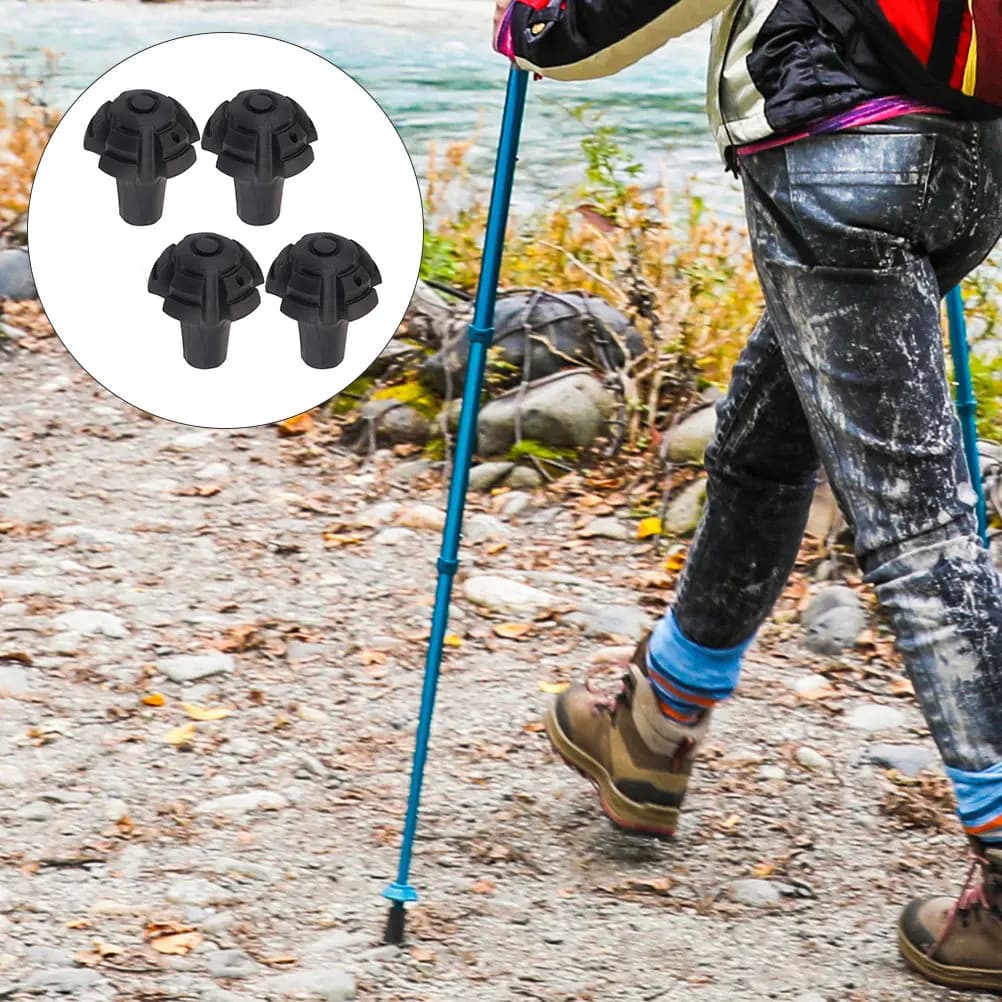 4 Pezzi Copripunta per Bastoncini da Trekking in TPR Antiscivolo per Escursionismo, Camminata, Strade Cementate e Ripide all'Aperto