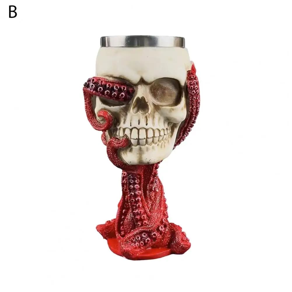 Party Wine Cup Novelty Skull Beer Mug with Realistic Octopus Tentacles Stainless Steel Drinking Cup Halloween Party Wine Whisky