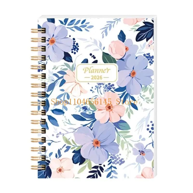 652F 2026 Wirebound Floral Planner Journal Notebook for Office, School and Daily Use