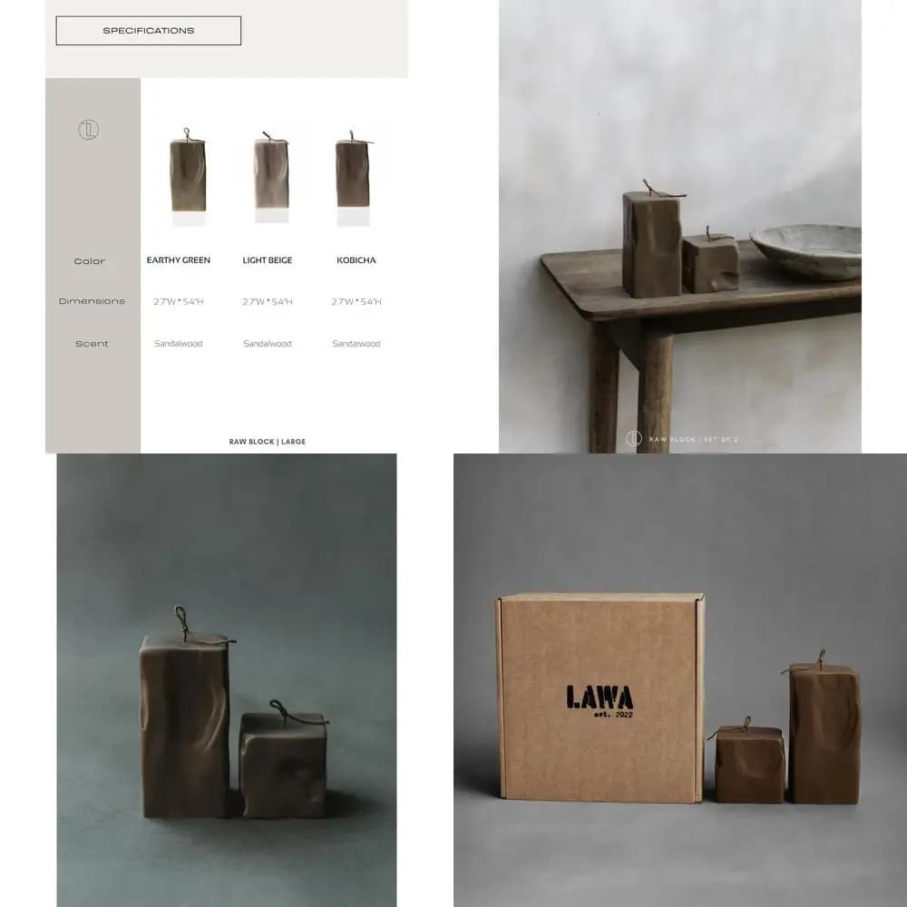 Column Candles in Handicraft Soy Cera - Perfume, Aesthetics Elegant for Home Furniture and Opening Gifts (Set from 2)