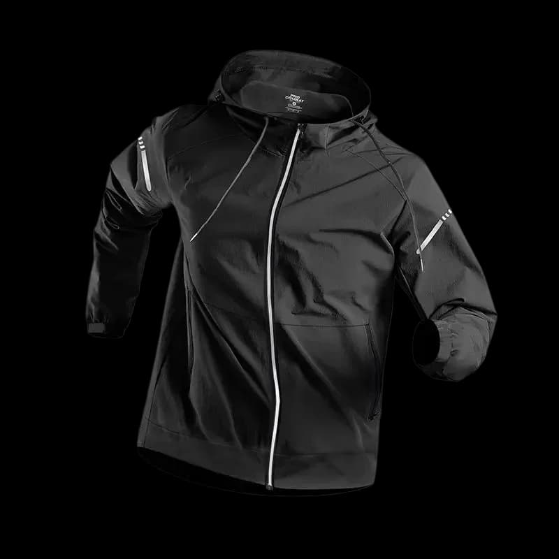 Men's spring and autumn high elasticity quick-dry zipper hooded jacket sportswear for cycling/gym/athletics