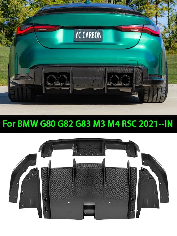 Dry Carbon Fiber Rear Diffuser RC Style For BMW M3 G80 M4 G82 G83 2021+ Rear Bumper Lip Kits