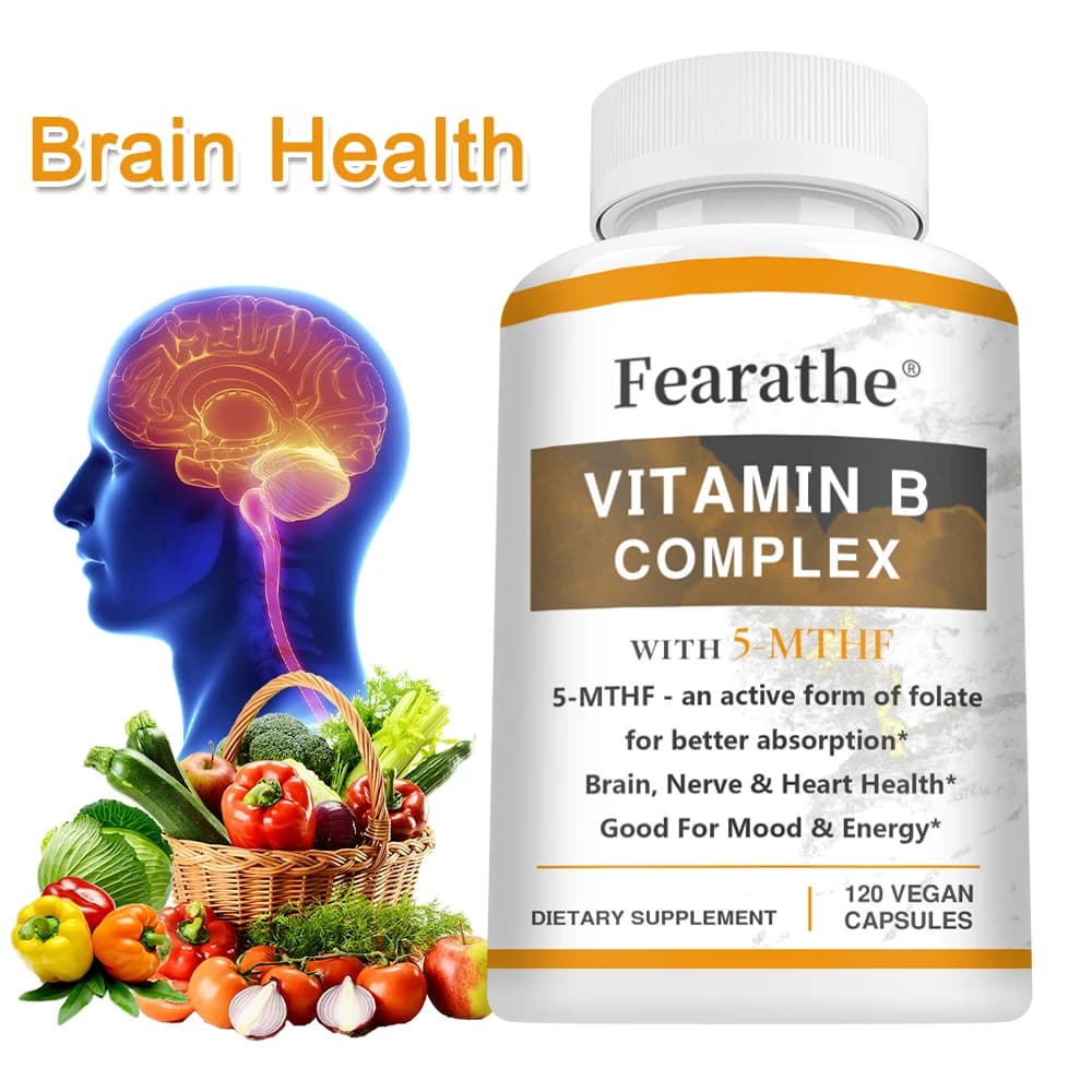 Vitamin B Complex Capsules, Nervous System Nourishment, Brain Care, Heart Wellness, Mood Relaxation & Daily Nutrient Supplement