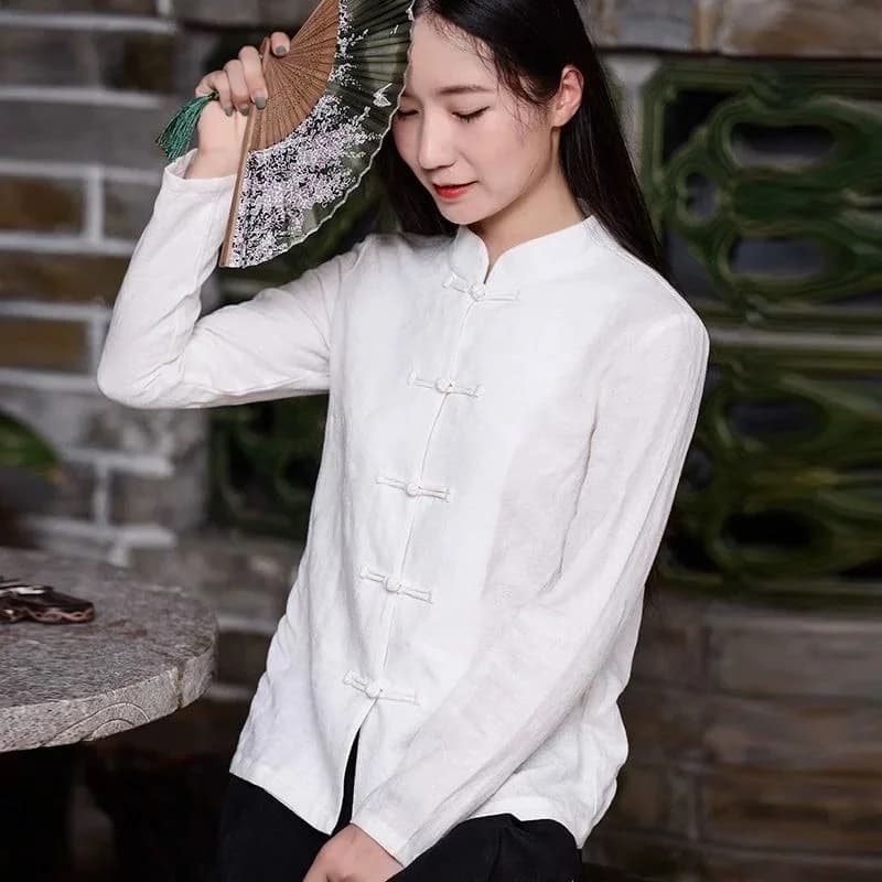 Retro Chinese Style Button up Cotton Linen Casual Ladies Open Cardigan Spring Autumn Zen Tea Ceremony Top Women's Outerwear