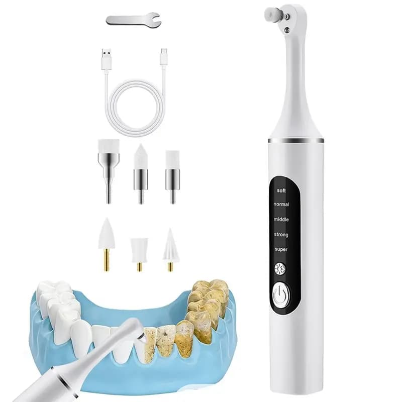A83G-LED Electric Denti Polisher Rechargeable with 6 Heads, Tartarus Removal and Tooth Whitening