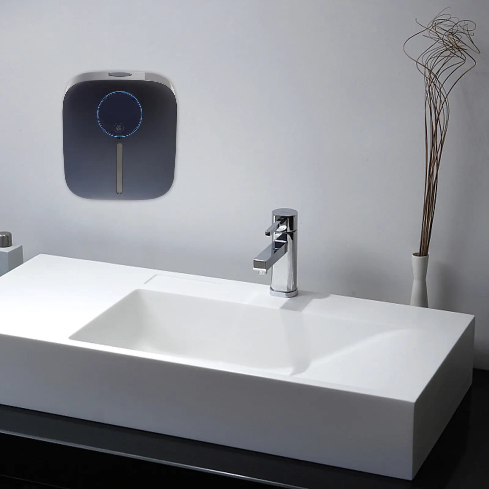 Dispenser di Sapone Schiumogeno a Parete Senza Contatto, Ricaricabile con Sensore Automatico per Bagni, Uffici, Igienico ed Efficiente