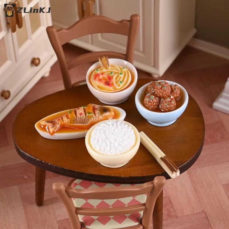 ▶ 1 set di piatti cinesi in miniatura per casa delle bambole, ciotola per cibo, modelli di riso, decorazione per la cucina della casa delle bambole fai da te