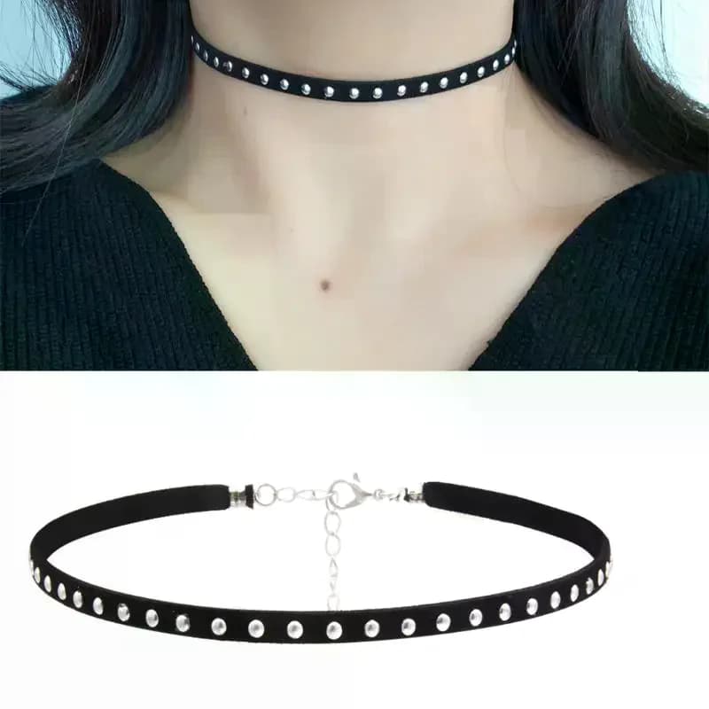 Accessori per collane con colletto a catena clavicola girocollo nero con rivetti dolci punk per regalo da donna