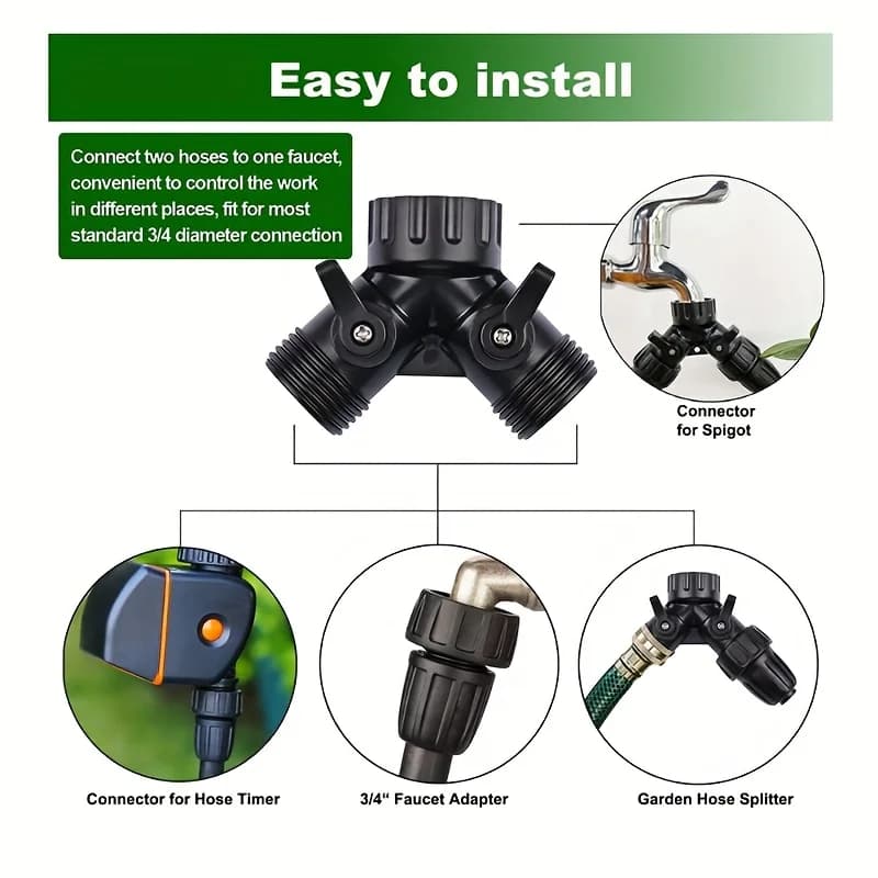 Adattatore per Rubinetto per Irrigazione a Goccia, Deviatore a 4 Vie per Giardino, Sistema di Irrigazione con Connettori Europei da 1/4'' Regolabili