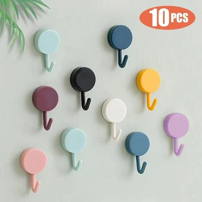 5-15pcs Self Adhesive Hook Strong Without Drilling Coat Bag Bathroom Door Kitchen Towel Hanger Hooks Home Storage Accessories
