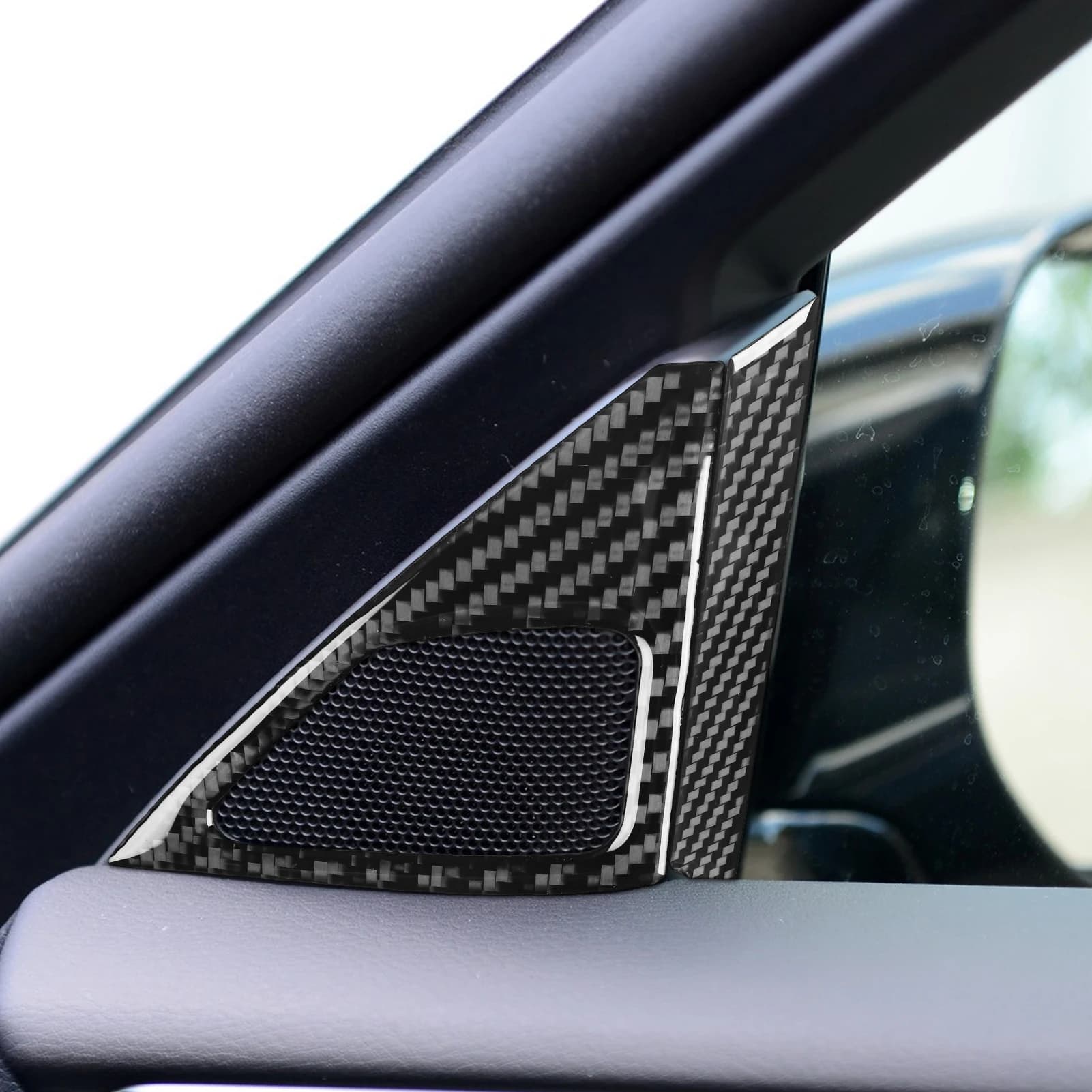 For Infiniti Q50 2014-2020 Accessories Auto Carbon Fiber Door Plate Panel Speaker Decorative Cover Interior Adhesive Decoration