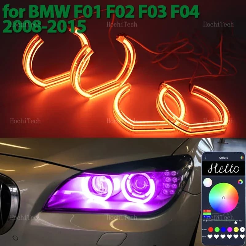 RGB Multicolor DTM M style Crystal LED Angel Eyes Bulb Ring for BMW 7 Series F01 F02 F03 F04 730d 740d 740i 750i 760i 2008-2015