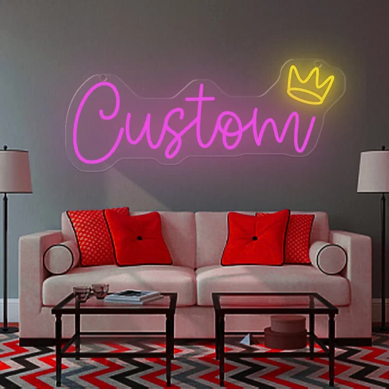 Insegna a corona al neon personalizzata LED alimentato tramite USB per compleanno, matrimoni, soggiorno, camera da letto, decorazioni per la casa, luci per la decorazione della parete della stanza