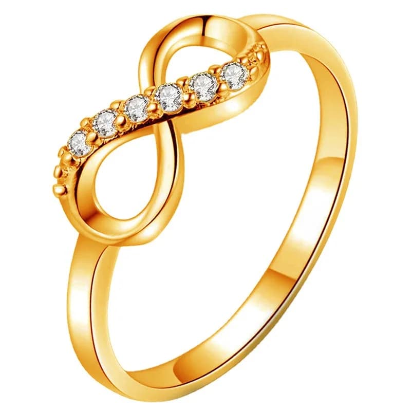 Anello in Lega Stile Coreano a Forma di 8 Invertita con Diamanti, Gioiello Versatile ed Elegante per Donne