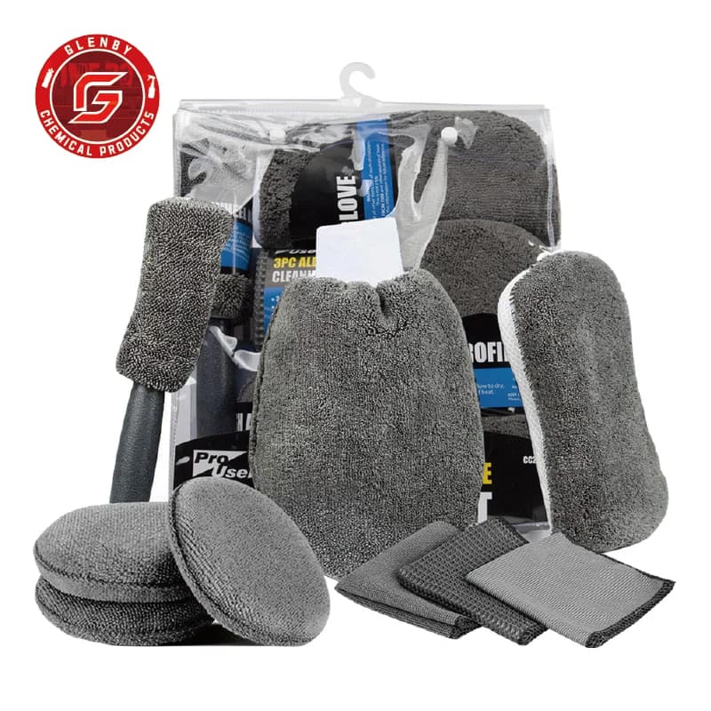 Set da 9 pezzi di salviette per pulizia auto e moto, guanti per lavaggio domestico, asciugamani per lavaggio auto, panni per pulizia, spugne per ceretta, spazzole per ruote