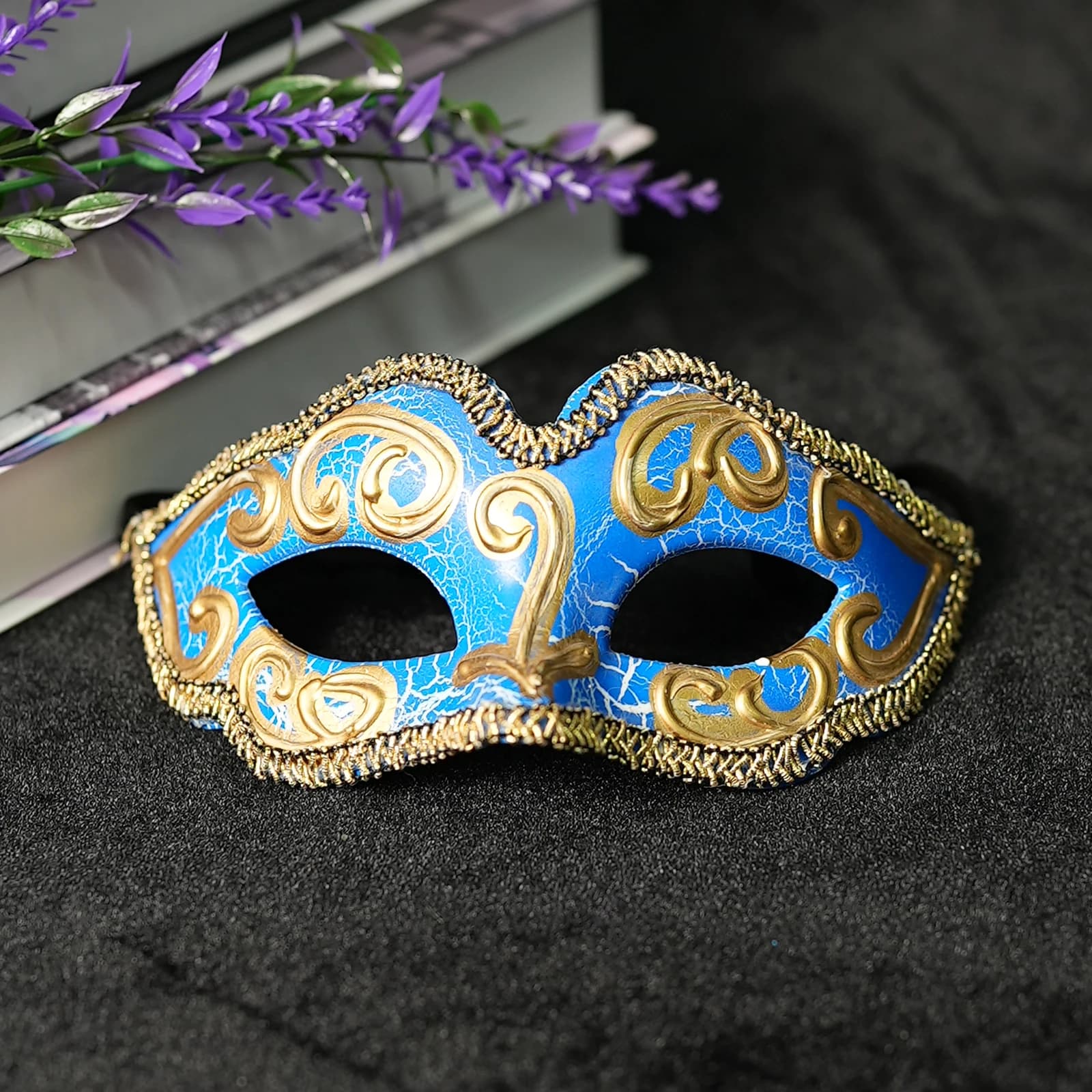 Maschera a Sfera per Trucco Blu Stile Phnom Penh Venezia Mezza Faccia per Carnevale Stile Vivace e Splendido Adatto sia per Uomini che per Donne