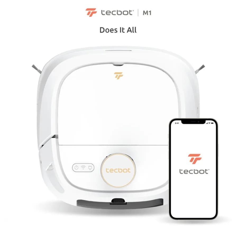 Tecbot M1 Robot Aspirapolvere e Lavapavimenti con Autopulizia, Navigazione LDS + SLAM, 4000 PA