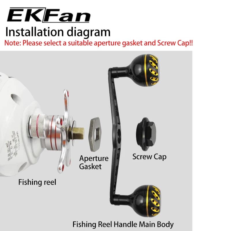 EKfan 130MM Baitcasting Fishing Reel Handle for A/S/D 7*4/8*5mm Hole universal Handle Aluminum Alloy BC Reel Handle Lure Reel