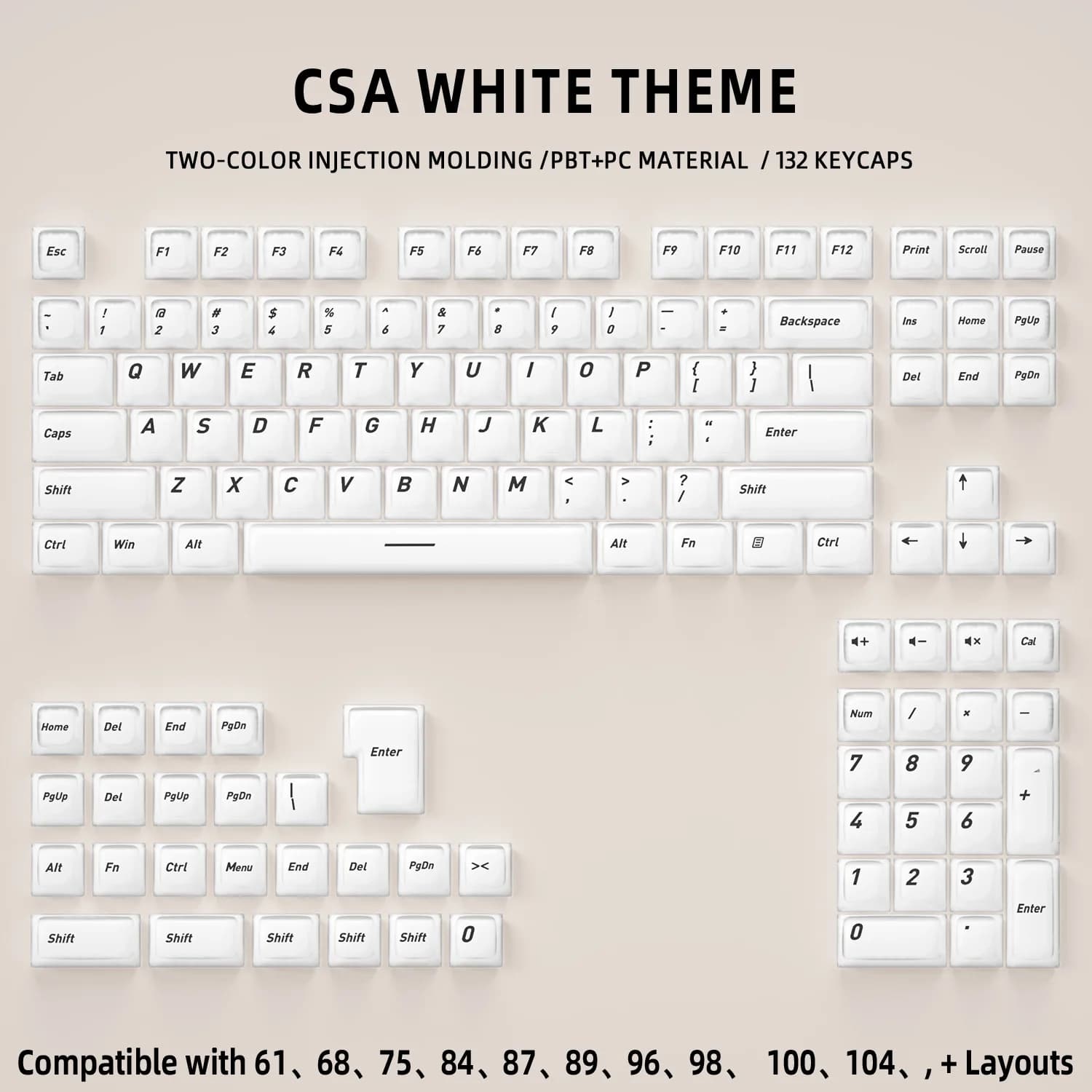 CSA Profile Mechanical Keyboard Keycaps Liquid Foundation 2nd Gen 132 Key/set Kit Personalized Small Full Set Box