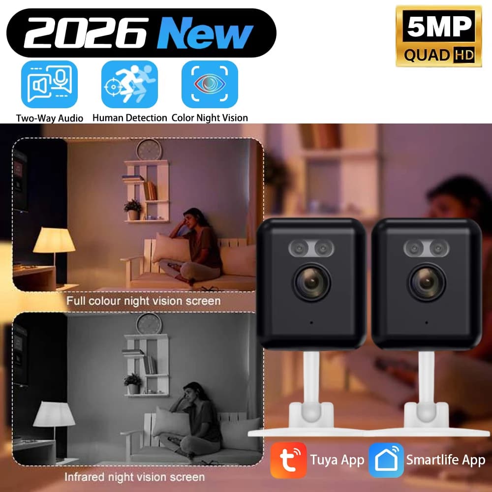 Telecamera IP di Sicurezza Wireless da Esterno Tuya Smart Life, Compatta WiFi 5MP con Rilevamento Umano, Bestseller