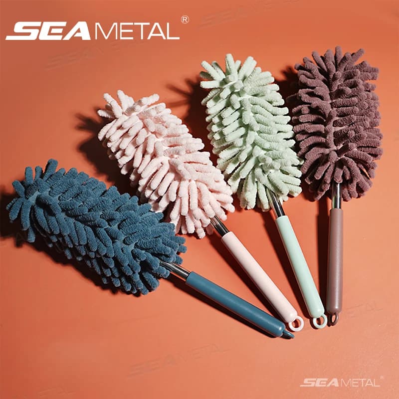 SEAMETAL Car Duster Brush Mini Telescopic Auto Interior Cleaning Brushes Multi-Functional Stainless Car Home Removal Dust Tool