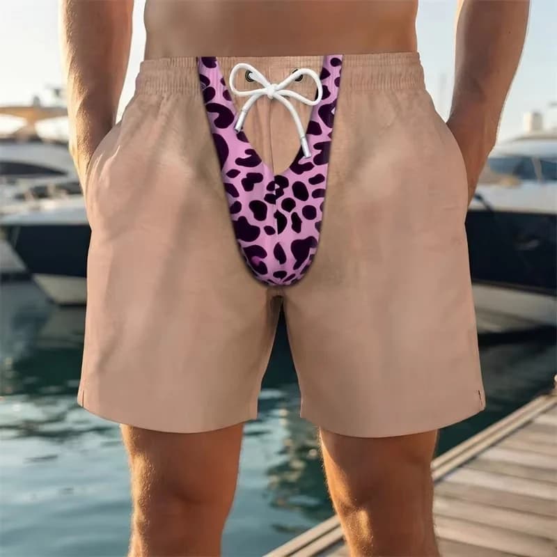 European And American Men's Summer Gothic Letter 3D Printed Soft And Breathable Drawstring Shorts For Outdoor Vacation Casual