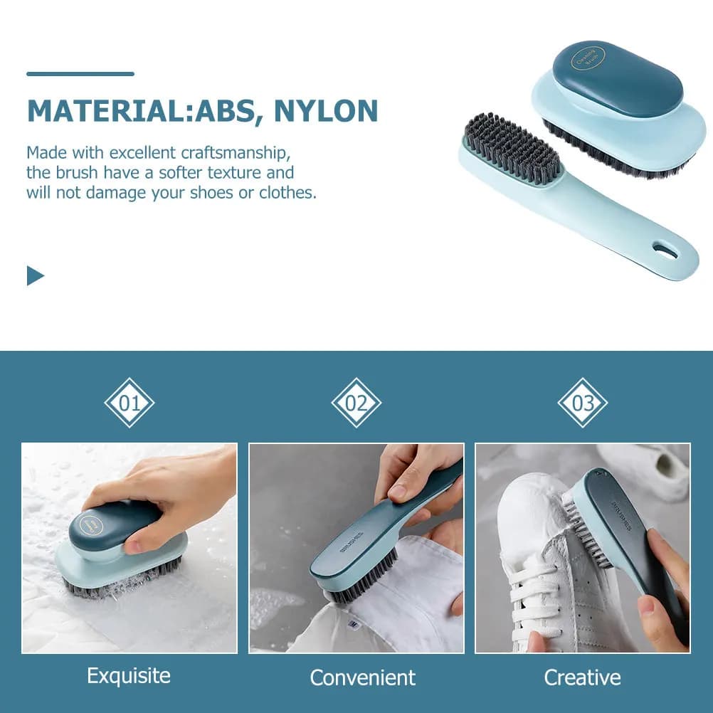 Spazzola per pulizia scarpe e vestiti, 2 pezzi, setole morbide, manico ergonomico leggero, strumento di pulizia multiuso per lavanderia domestica