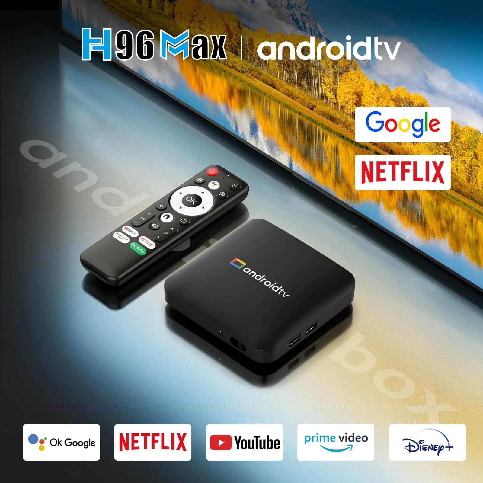 Box TV Smart H96 MAX S905L3 Android 14.0 4K BT con Telecomando Vocale Google, Lettore Multimediale, Set-Top Box Android per Casa, 2GB 16GB 8GB