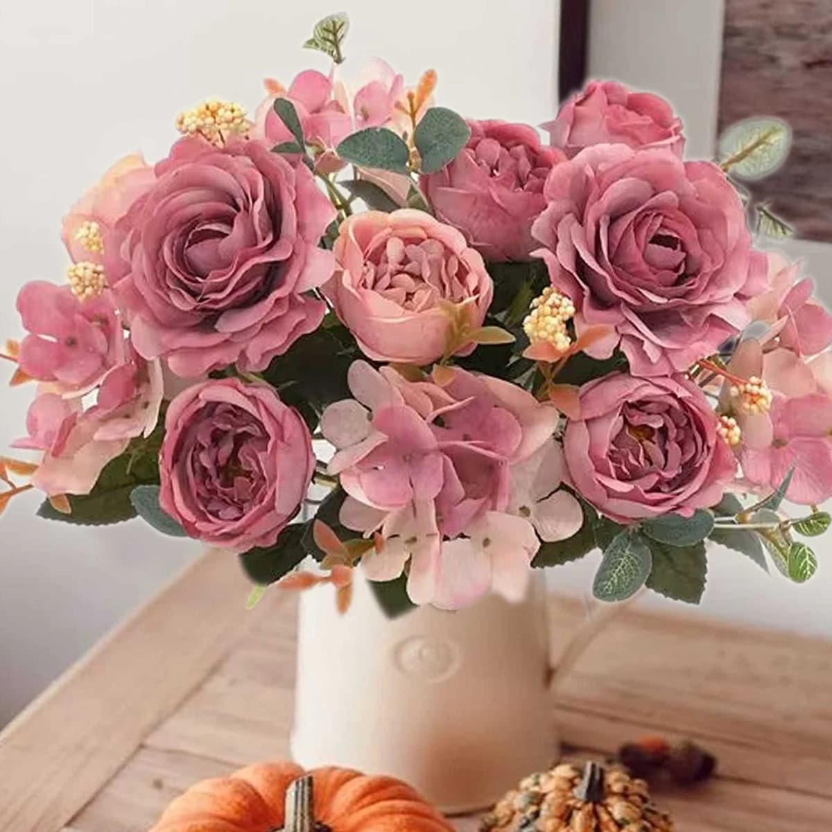 1pc fiori artificiali rose di seta bouquet ortensia peonia nuziale che tiene piante finte casa camera decorazioni di nozze confezione regalo fai da te