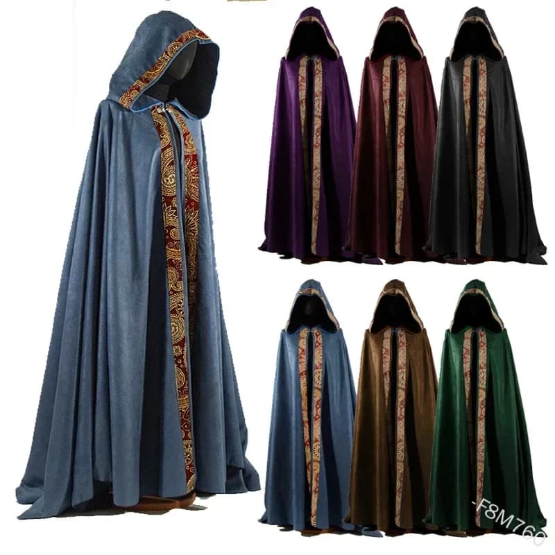 Medieval Women's Vintage Gothic Mantle Hooded Coat Halloween Vampire Devil Mago Viking Mantle Dress Party Costume Cosplay