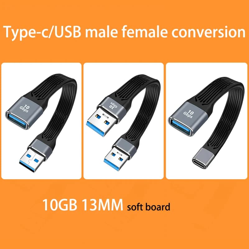 Cavo di prolunga di conversione USB/tipo C maschio/femmina che ricarica chiavetta USB per computer OTG, laptop, scheda morbida da 10 GB 13 mm