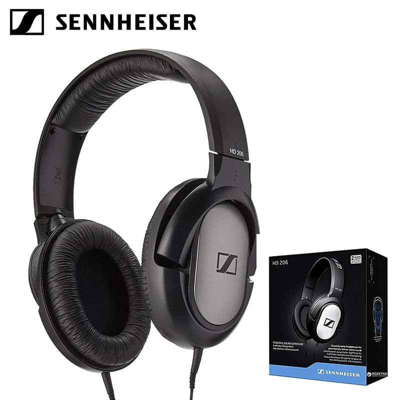 Cuffie stereo over-ear Sennheiser HD 206 a schienale chiuso – Potente suono dei bassi, cuffie over-ear