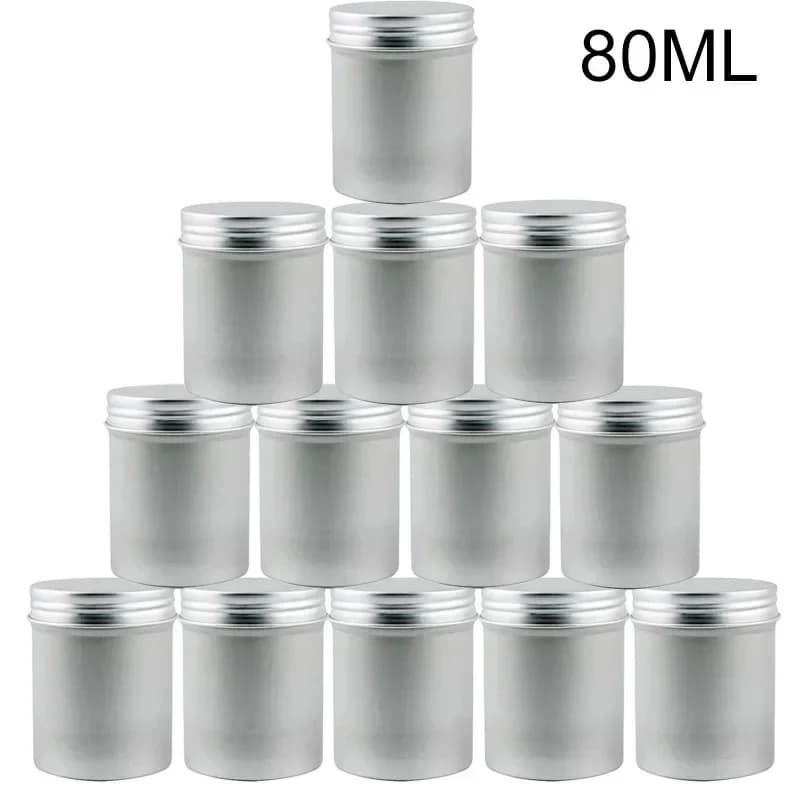12/24/48Pcs di Alluminio di Latta Vasi di 80ml di Metallo Regalo Scatola di Immagazzinaggio di Imballaggio Vuoto Candela Vasi Con Coperchio Contenitore Cosmetico Set Da Viaggio