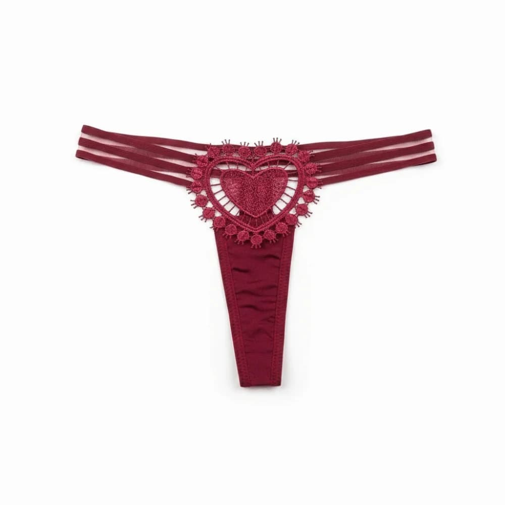 Intimate Wear Low Waist Ladies' Underwear Lace Heart Thin Strap T-back Briefs Panties Hollow Out Women's Thong Women