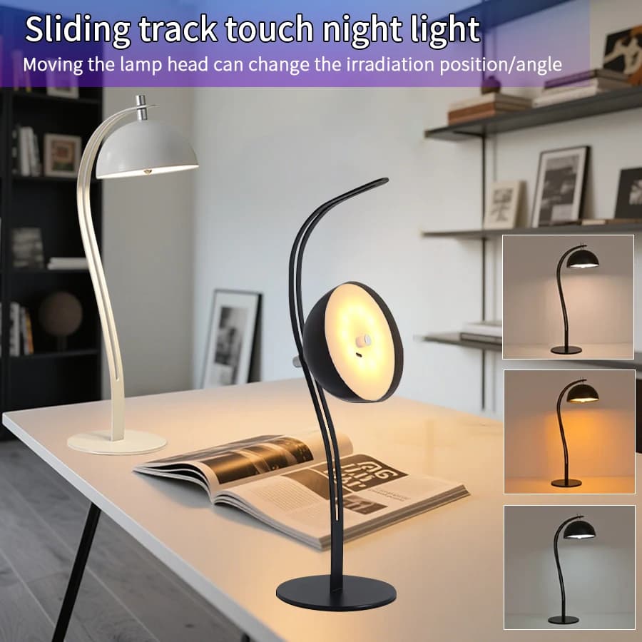 Lampada da tavolo a LED ricaricabile con binario scorrevole Touch Lampada da scrivania dimmerabile senza fili Lampada da notte per camera da letto Bar Ristorante