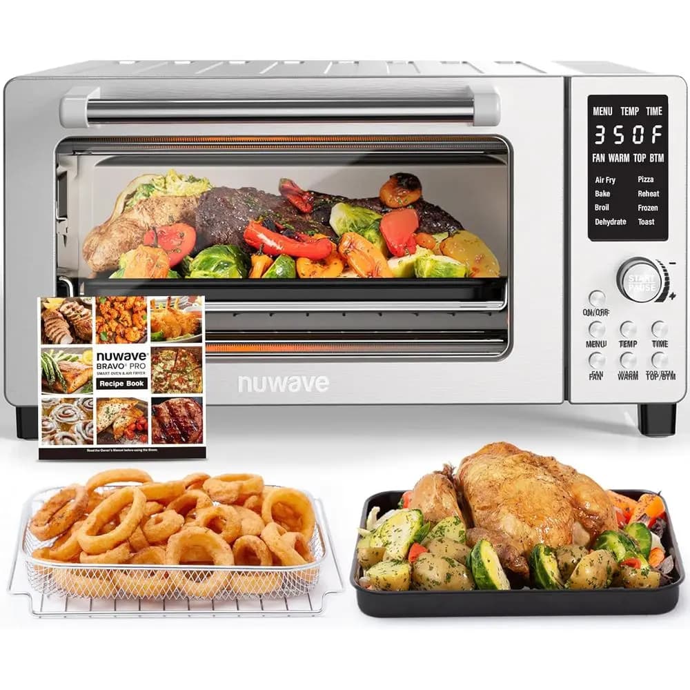 Forno Tostapane 21QT con Funzione Friggitrice ad Aria, Convezione, 12 Funzioni, Calore Uniforme, 50-450°C ° F, 1800W, Acciaio Inossidabile