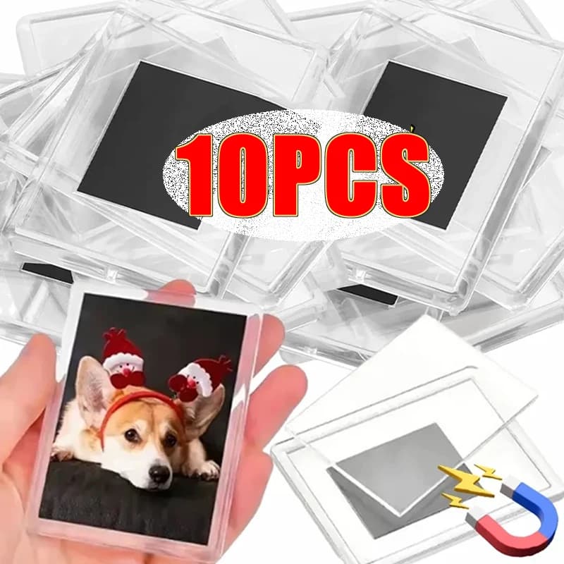 10-20Pcs Clear Magnetic Photo Holder DIY Refrigerator Display Frame Picture Insert for Magnet Frames Holders