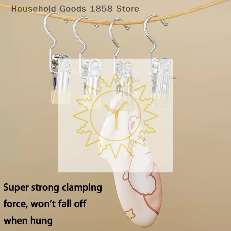 Stainless Steel Clothes Hangers With Clips Hanging Underwear Socks And Stockings 10pcs