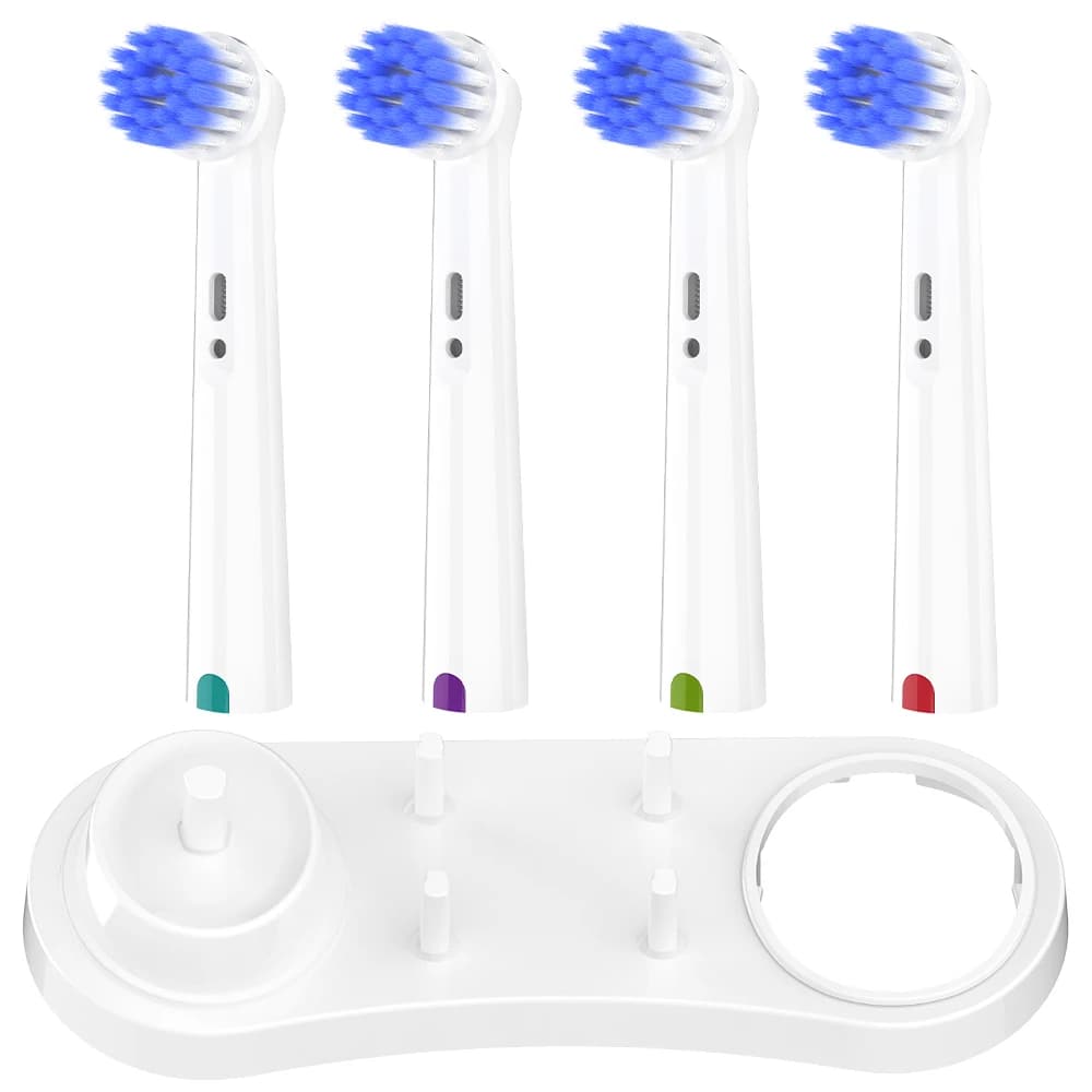 Pack of 4 Ultra Soft Replacement Heads and Base Heads Compatible with Oral B Electric Toothbrush for 1000 300