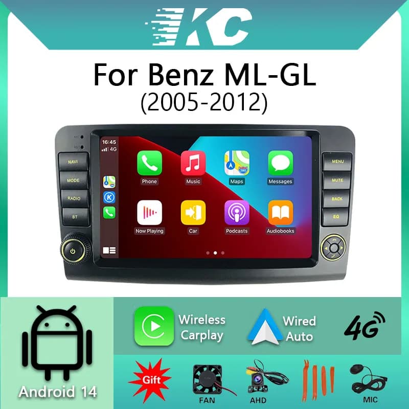 For Mercedes Benz ML GL CLASS W164 X164 ML350 Android 14 Auto Carplay Audio Bluetooth GPS Navi Car Radio Video Player Autoradio