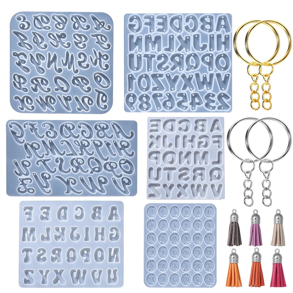 Stampo in silicone per resina epossidica dell'alfabeto, lettera, numero, stampo, portachiavi fai da te, orecchino, pendente, resina epossidica, artigianato, gioielli, stampo per colata